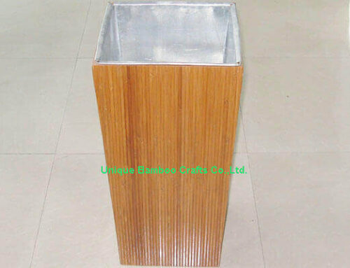 Garden use bamboo planter basket with metal liner