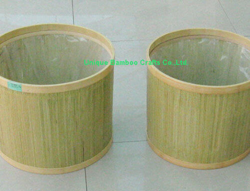 Outer door bamboo planter basket with plastic liner