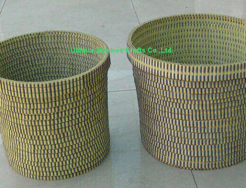 Indoor bamboo planter basket set of 2 pieces without liner