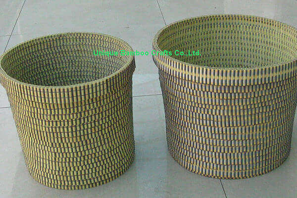 Indoor bamboo planter basket set of 2 pieces without liner