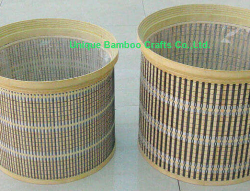 Eco-friendly bamboo planter basket set of 2 pieces with liner