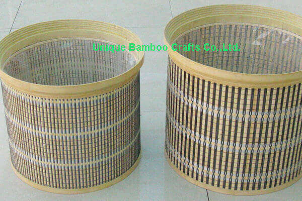 Eco-friendly bamboo planter basket set of 2 pieces with liner