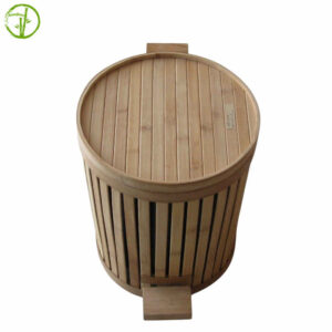 bamboo waste basket with foot pedal