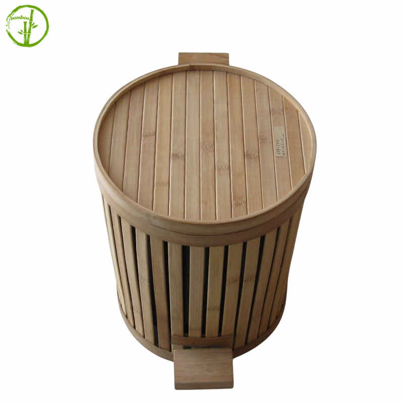 bamboo waste basket with foot pedal