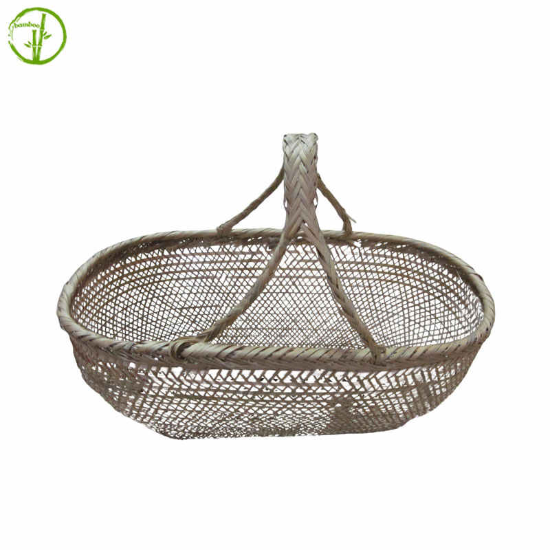custom bamboo basket with handle