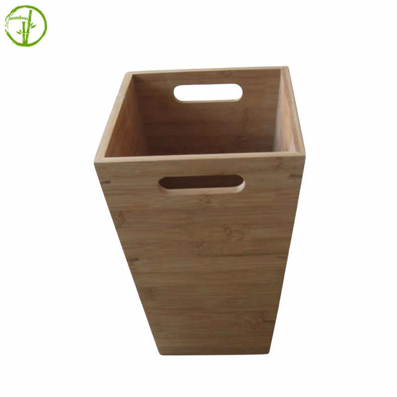 eco friendly natural color bamboo trash can
