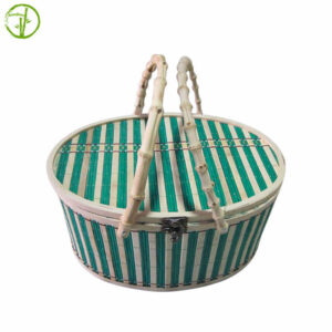 handmade bamboo basket with a lid