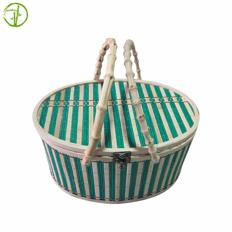 handmade bamboo basket with a lid