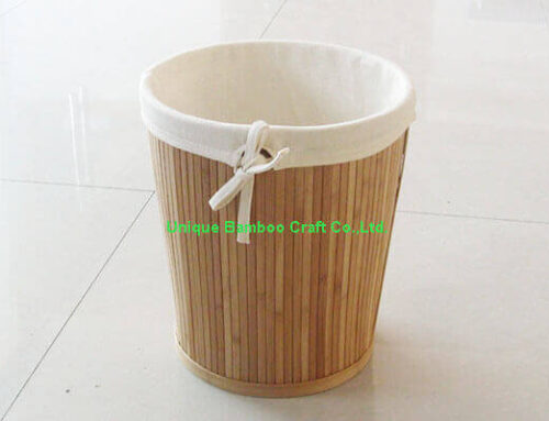 Bamboo storage basket with removable cotton liner