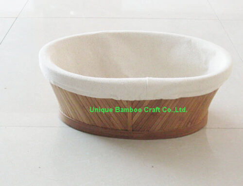 Bamboo storage basket oval shape with cotton liner