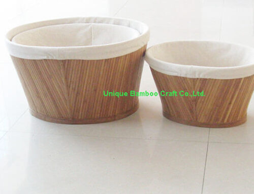 Bamboo storage basket with washable cotton liner