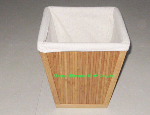 Bamboo storage bin with washable cotton liner