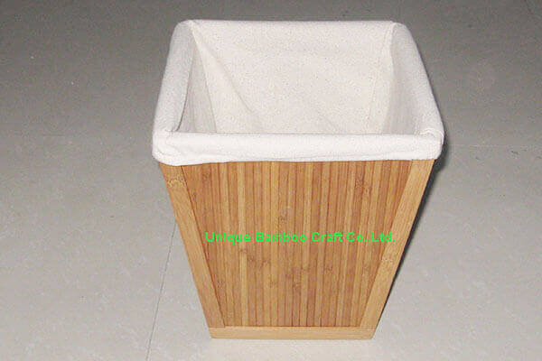 Bamboo storage bin with washable cotton liner