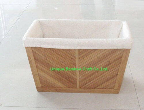 Bamboo storage box with washable cotton liner