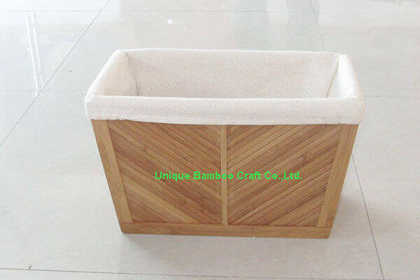 Bamboo storage box with washable cotton liner