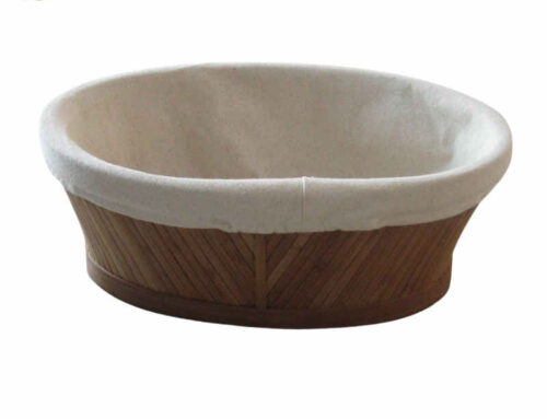 Bamboo storage basket oval shape with cotton liner