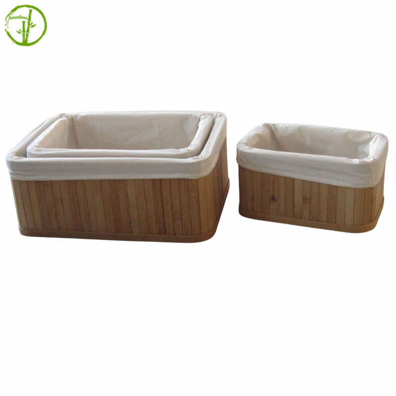 bamboo storage basket with cotton liner