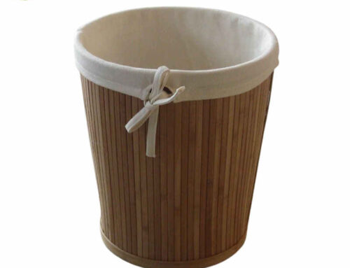 Bamboo storage basket with removable cotton liner