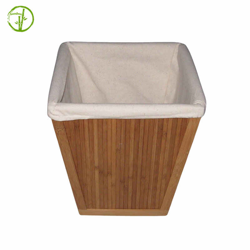 bamboo storage bin with washable cotton liner