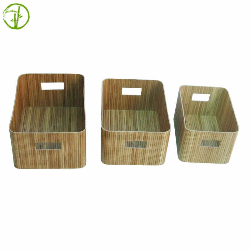 eco friendly bamboo storage box set of 3 pieces