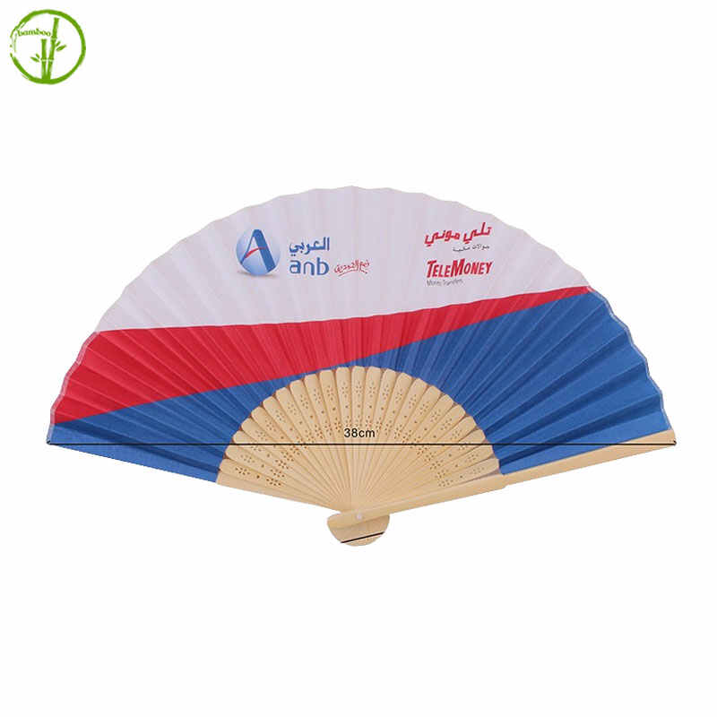 folding bamboo fan with custom logo for promotion