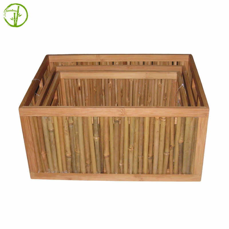 handmade bamboo storage box natural color with handle