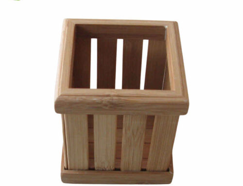 Pen holder bamboo material natural color for office