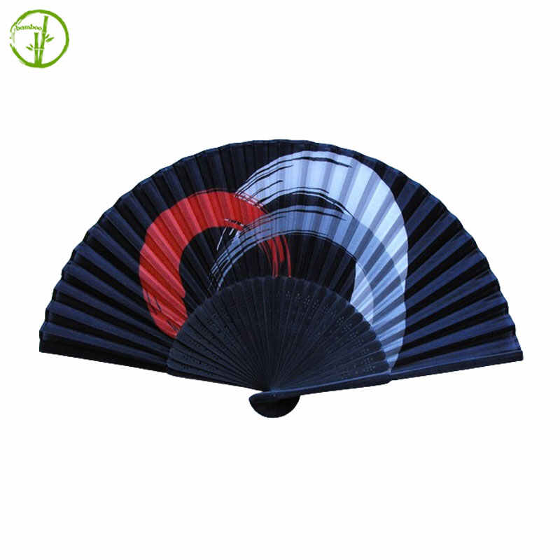 portable folding bamboo fan for promotion