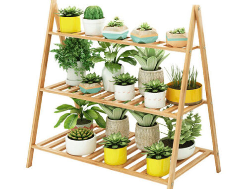 Bamboo plant stand three tiers for indoor plants