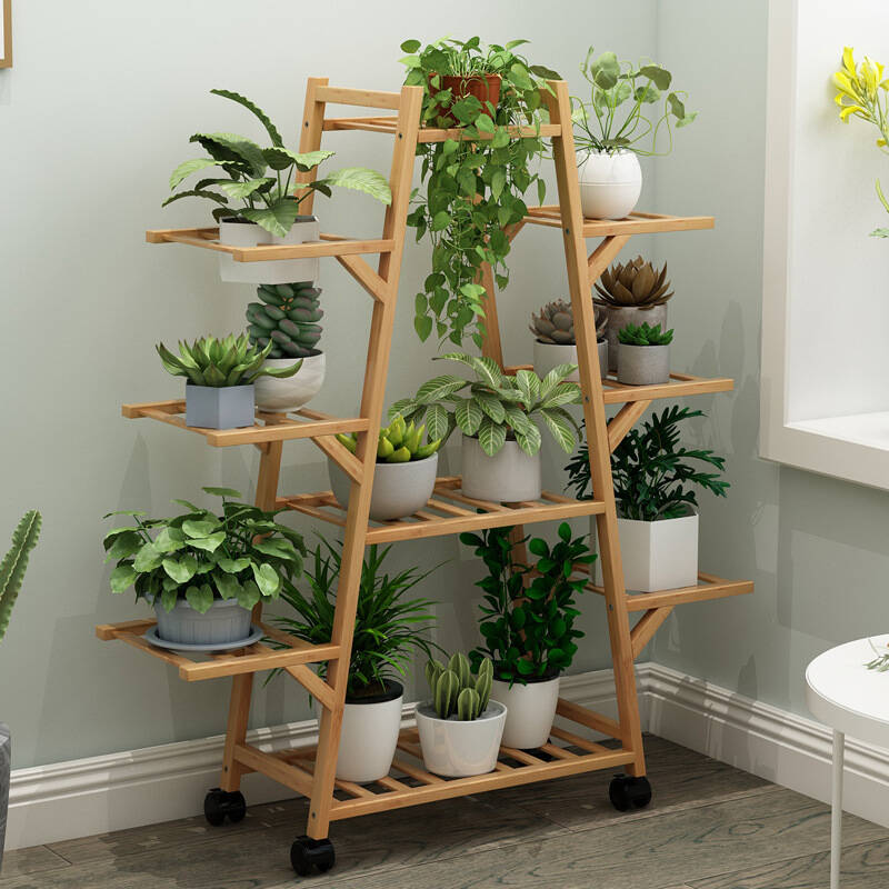 Bamboo pot holder for indoor plant display