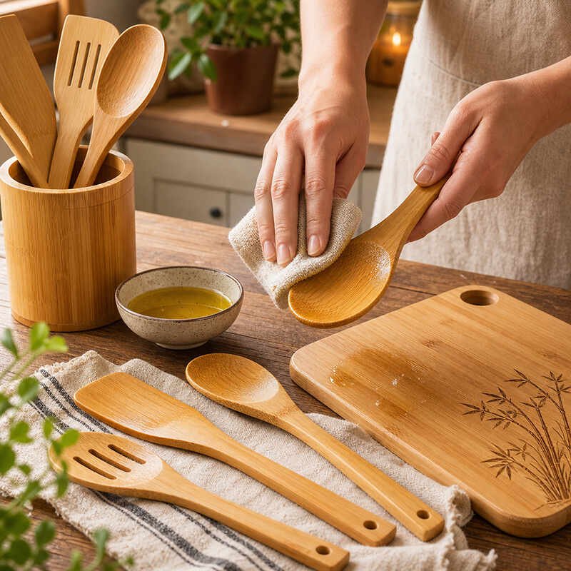how to clean and oil bamboo utensils