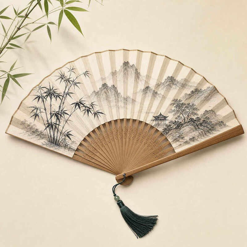 chinese bamboo fan folding style